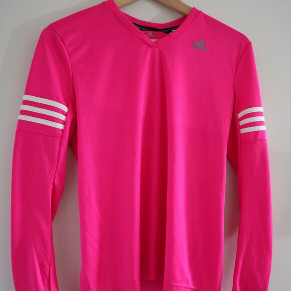 adidas Tops - Adidas long-sleeved running top, neon pink, S - cooling joggers training shirt